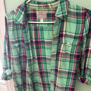 Green button down shirt